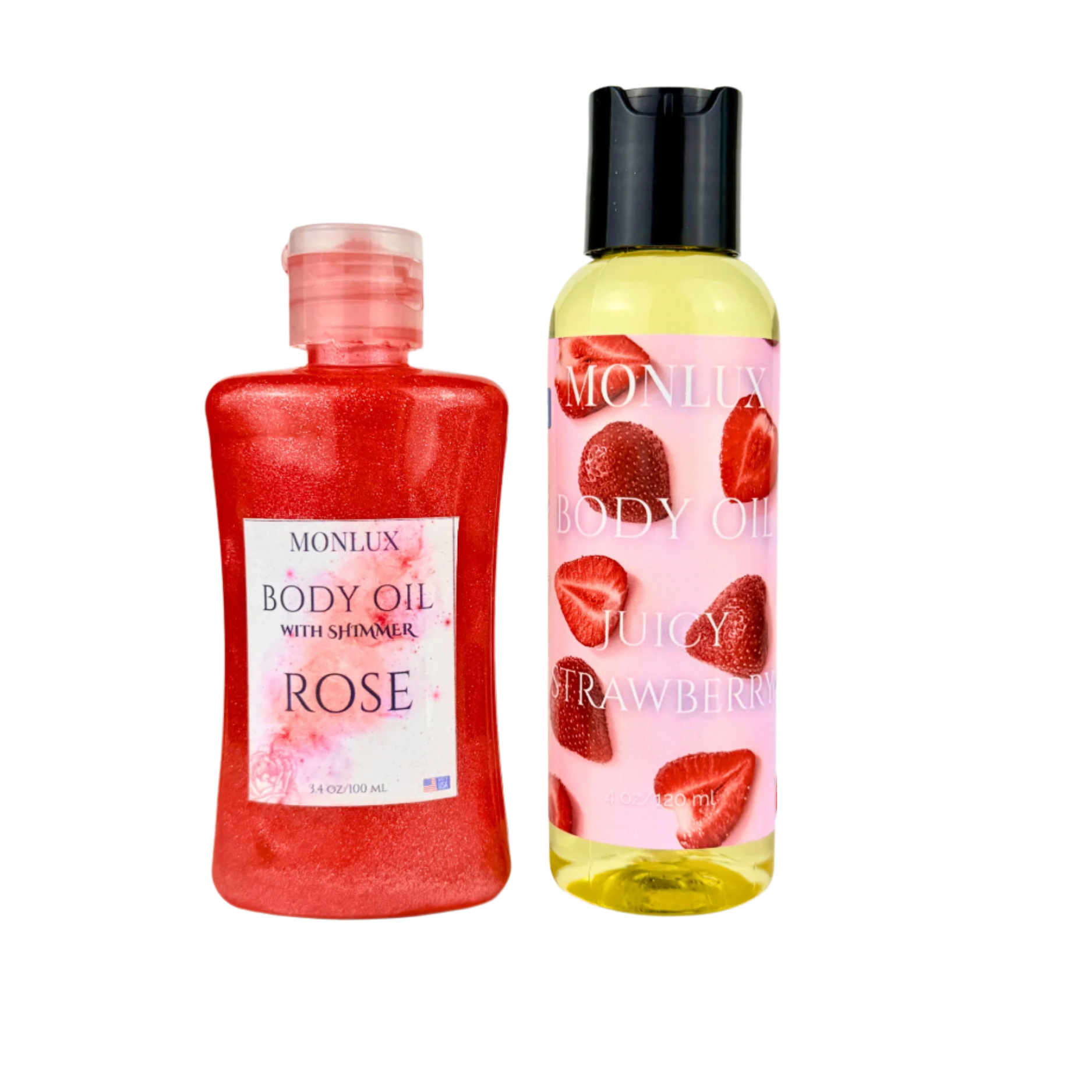 Rose Glow Oil with Shimmer + Juicy Strawberry Body Elixir