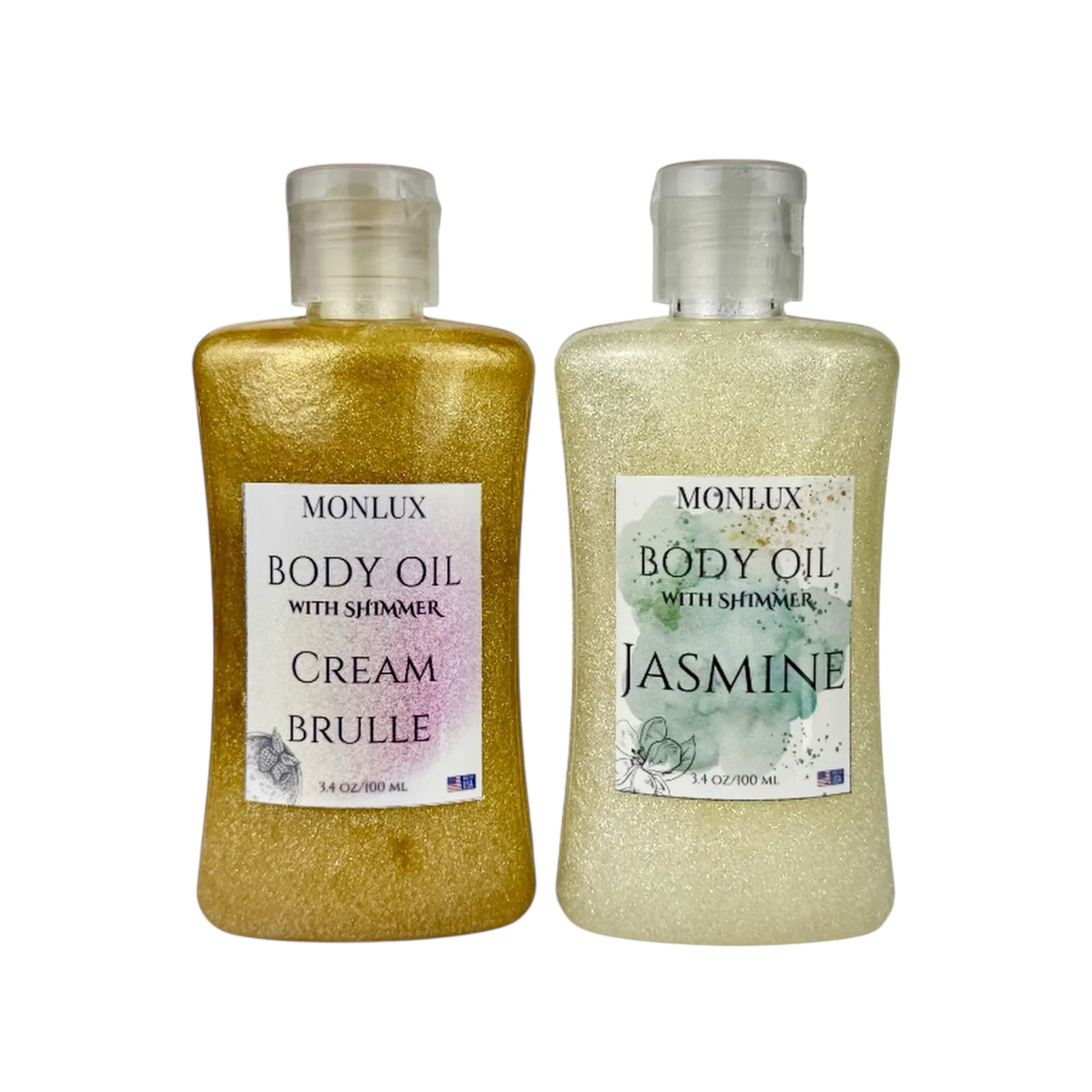 Cream Brulle & Jasmine Shimmer Body Oil – Natural Glow Oil, Hydrating Skin Moisturizer, Lightweight Glitter Body Care