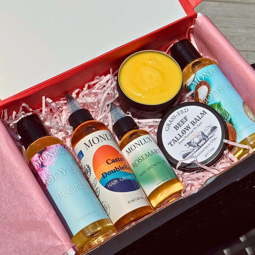 Gift Box for Body and Hair – Handmade Natural Oils and Tallow Balm Set