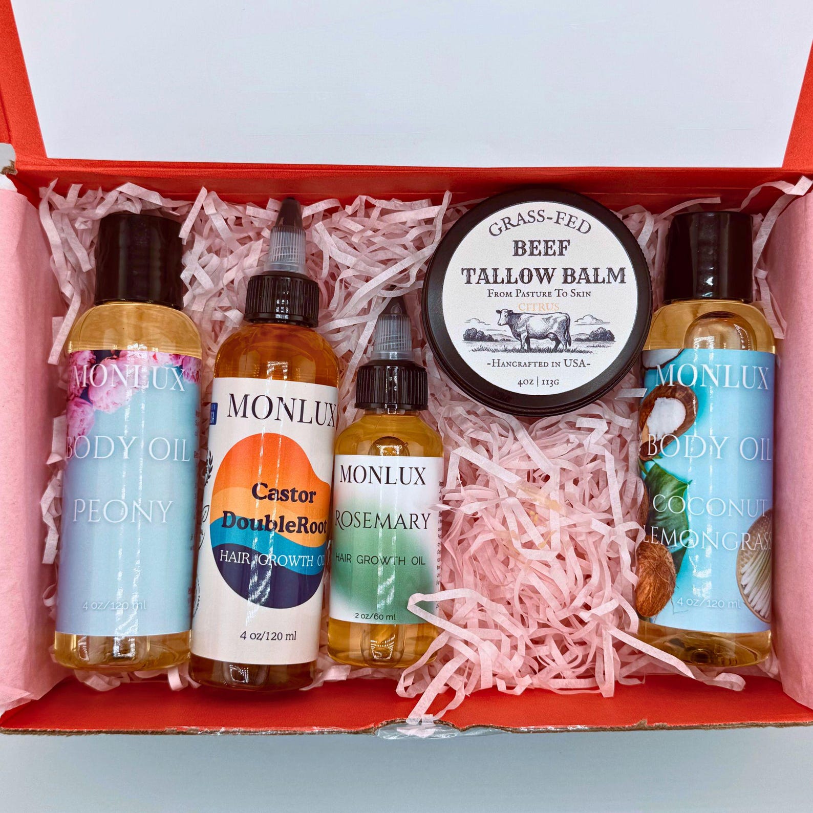 Gift Box for Body and Hair – Handmade Natural Oils and Tallow Balm Set