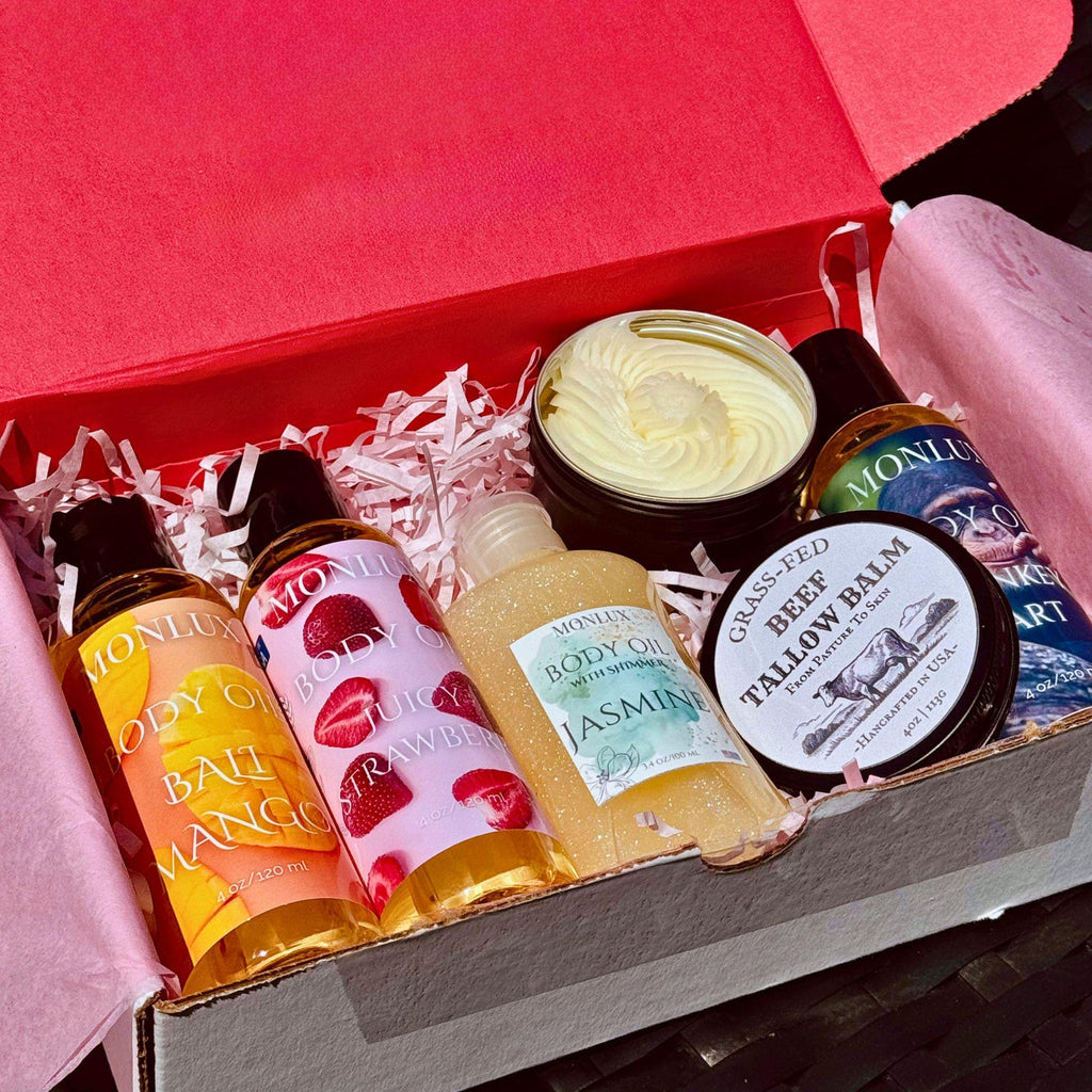 Natural Body Oil Gift Box – Handmade Hydrating Skincare Set