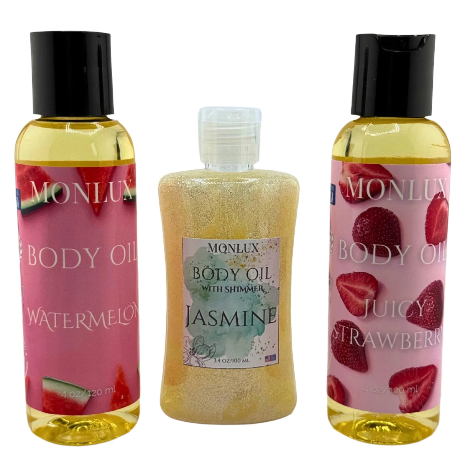 Body Oil Set — Jasmine Shimmer | Watermelon | Juicy Strawberry