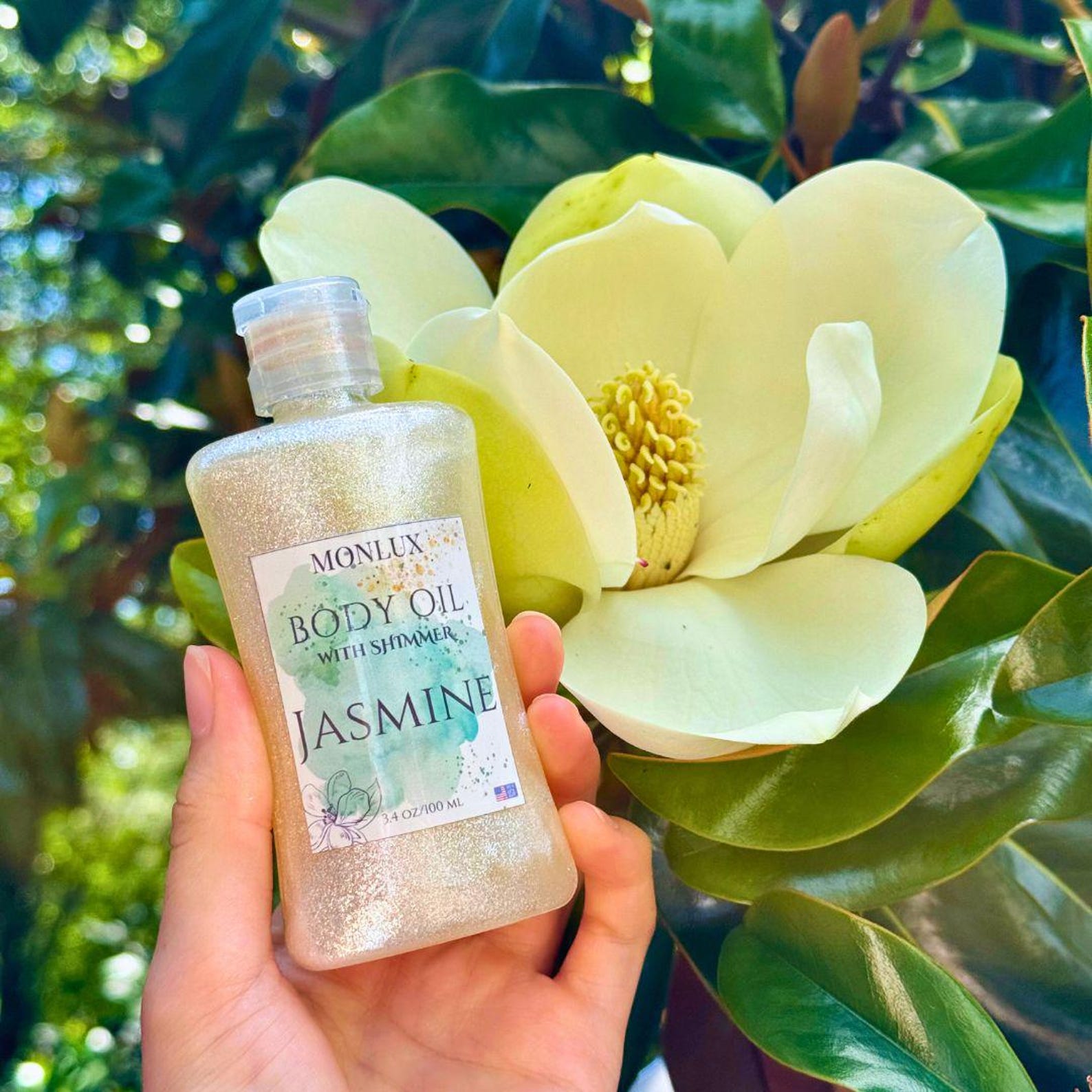 Cream Brulle & Jasmine Shimmer Body Oil – Natural Glow Oil, Hydrating Skin Moisturizer, Lightweight Glitter Body Care